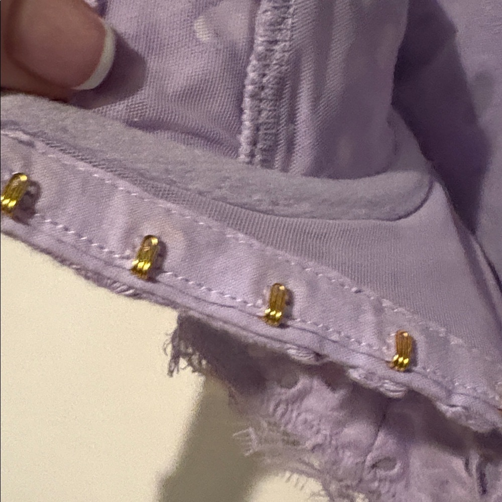 Anthropologie - The Giselle Eyelet Lace Corset Bustier Crop Top. Lavendar. XL - Picture 7 of 14